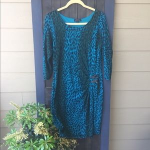 Tahari Blue cheetah print dress size L.